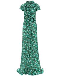 Saloni - Maxi Floral Dress Kelly With Bows - Lyst