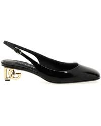 Dolce & Gabbana - Logo-Heel Patent Leather Slingback Pumps - Lyst