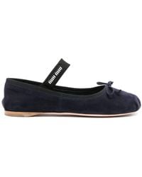 Miu Miu - Bow-Detail Suede Ballerina Shoes - Lyst