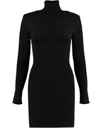 Elisabetta Franchi - Black Knitted Turtleneck Dress - Lyst