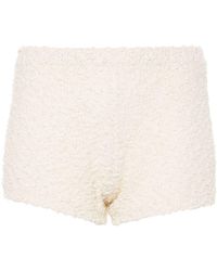 Magda Butrym - Cream Colored Bouclé Knit Mini Shorts - Lyst