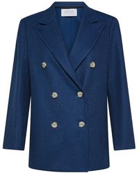 Harris Wharf London - Short Double-Breasted Linen And Cotton Coat - Lyst