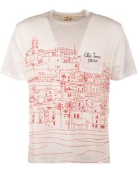 Saint Barth - Linen T-Shirt With Placed Ibiza Print And Embroidered Breast Pocket - Lyst