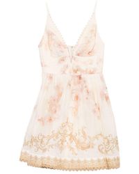 Zimmermann - Hypnotic Silk Linen V Neck Mini Dress - Lyst