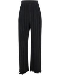 Lanvin - Black Pleated Pants With Invisible Zip In Crêpe De Chine Woman - Lyst