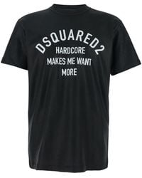 DSquared² - Crewneck T-Shirt With Bold Logo Print - Lyst