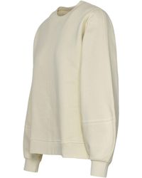 Ganni - Cream Cotton Blend Sweatshirt - Lyst