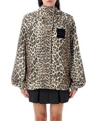 Ganni - Leopard Print Nylon Jacket - Lyst