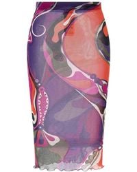 PUCCI - Abstract-Print Tulle Midi Skirt - Lyst