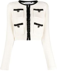 Self-Portrait - Structured Knit Cropped Cardigan - Lyst