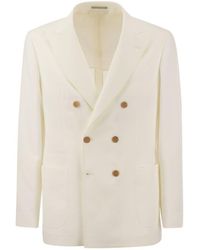 Brunello Cucinelli - Twisted Linen Deconstructed Jacket With Patch Pockets - Lyst
