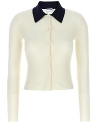 Self-Portrait - Cream Merino Wool' Cardigan - Lyst