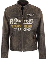 Polo Ralph Lauren Cafe Racer Leather Jacket in Black for Men | Lyst