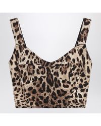 Dolce & Gabbana - Dolce&Gabbana Charmeuse Bustier With Leopard Print - Lyst