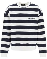 Dolce & Gabbana - Striped Sweatshirt With Embroidered Logo - Lyst