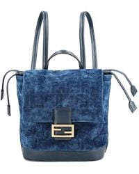 Fendi - Flocked Ff Denim Backpack Bags - Lyst
