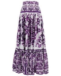 Dolce & Gabbana - Cotton Skirt With "Majolica" Print - Lyst