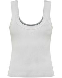 Alexander Wang - Ribbed Stretch Cotton Tank Top With Logo - Lyst