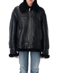 Saint Laurent - Aviator Leather Jacket - Lyst