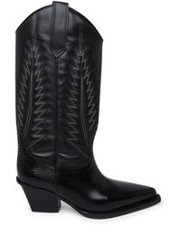 Paris Texas - Black Leather Rosary Boots - Lyst