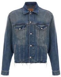 MM6 by Maison Martin Margiela - Raw Cut Denim Jacket With Button Closure - Lyst