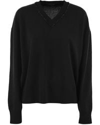 Fabiana Filippi - Over-Fit V-Neck Sweater With Sequins - Lyst
