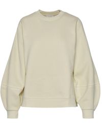 Ganni - Cream Cotton Blend Sweatshirt - Lyst