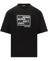 DSquared² - T-Shirt With Print Being Super Ain'T Easy - Lyst