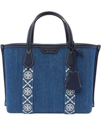 Tory Burch - 'Shopping Perry' Double Handle Denim Bag - Lyst