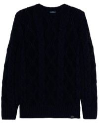 Paul & Shark - Cable Knit Crewneck Wool Sweater - Lyst