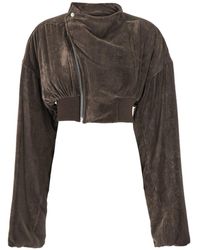Rick Owens - 'Hollywood' Cropped Jacket With Front Zip Closure - Lyst