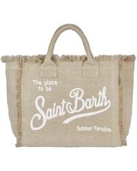 Saint Barth - Vanity Linen Tote Bag With Embroidery - Lyst