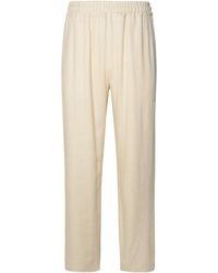 Gcds - Ivory Linen Blend Trousers - Lyst
