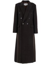 Victoria Beckham - Double-Breasted Coat With Peak Revers - Lyst