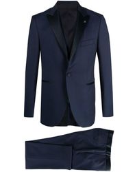Tagliatore - Single-Breasted Virgin Wool Suit With Contrast Lapels - Lyst