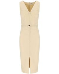Elisabetta Franchi - Crepe Bustier Dress With Contrasting Topstitching - Lyst