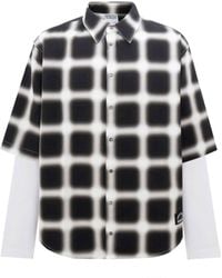 Marcelo Burlon - County Of Milan Blurred Check Dbl Sleeves Shirt Clothing - Lyst