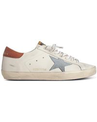 Golden Goose - 'Super-Star' Leather Sneakers With Suede Star And Heel - Lyst