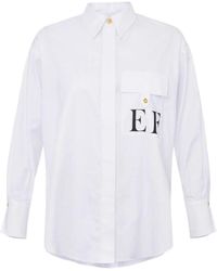 Elisabetta Franchi Beha Striped Cotton Top in White | Lyst Elisabetta Franchi Beha Striped Cotton Top in White | Lyst