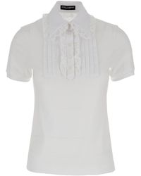 Dolce & Gabbana - Polo Shirt With Pleated Plastron - Lyst