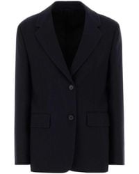Prada - Midnight Blue Wool Blazer - Lyst