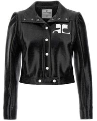 Courreges - Crop Jacket With Logo - Lyst