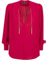 Elisabetta Franchi - Georgette Shirt With Stand-up Collar - Lyst