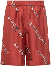 Givenchy - Silk Shorts With Logo - Lyst