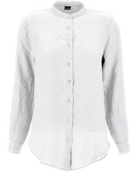 Fay - Linen Shirt With Mandarin Collar - Lyst