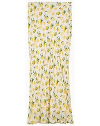 Sportmax - Vanilla Long Skirt With Silk Lemon Print - Lyst
