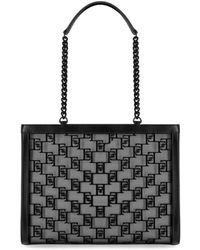 Elisabetta Franchi - Black Monogram Mesh Shopping Bag - Lyst