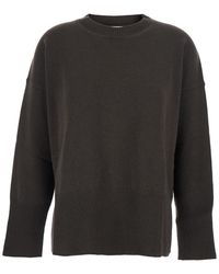 Grifoni - Brown Oversize Crewneck Sweater With Ribbed Trims In Cotton Woman - Lyst