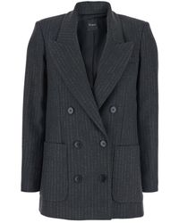 Plain - Striped Double Breasted Blazer - Lyst
