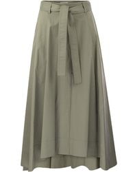 Peserico - Long Skirt In Lightweight Stretch Cotton Satin - Lyst